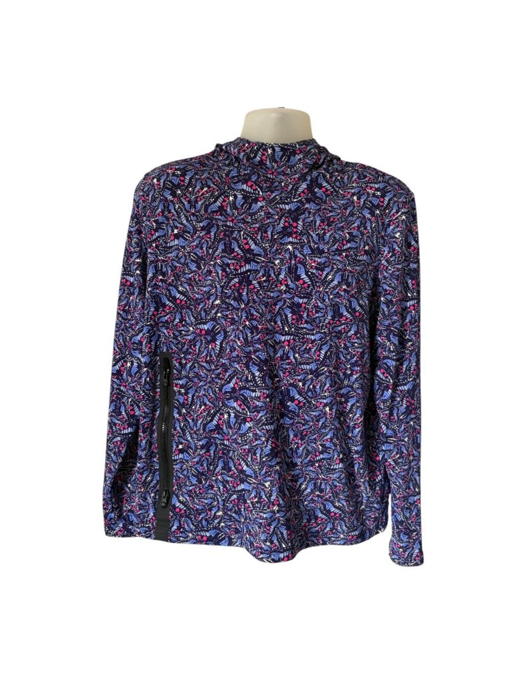 Greyson Cokato Golf Hoodie Pullover Butterfly Den Print Medium Blue MSRP $198